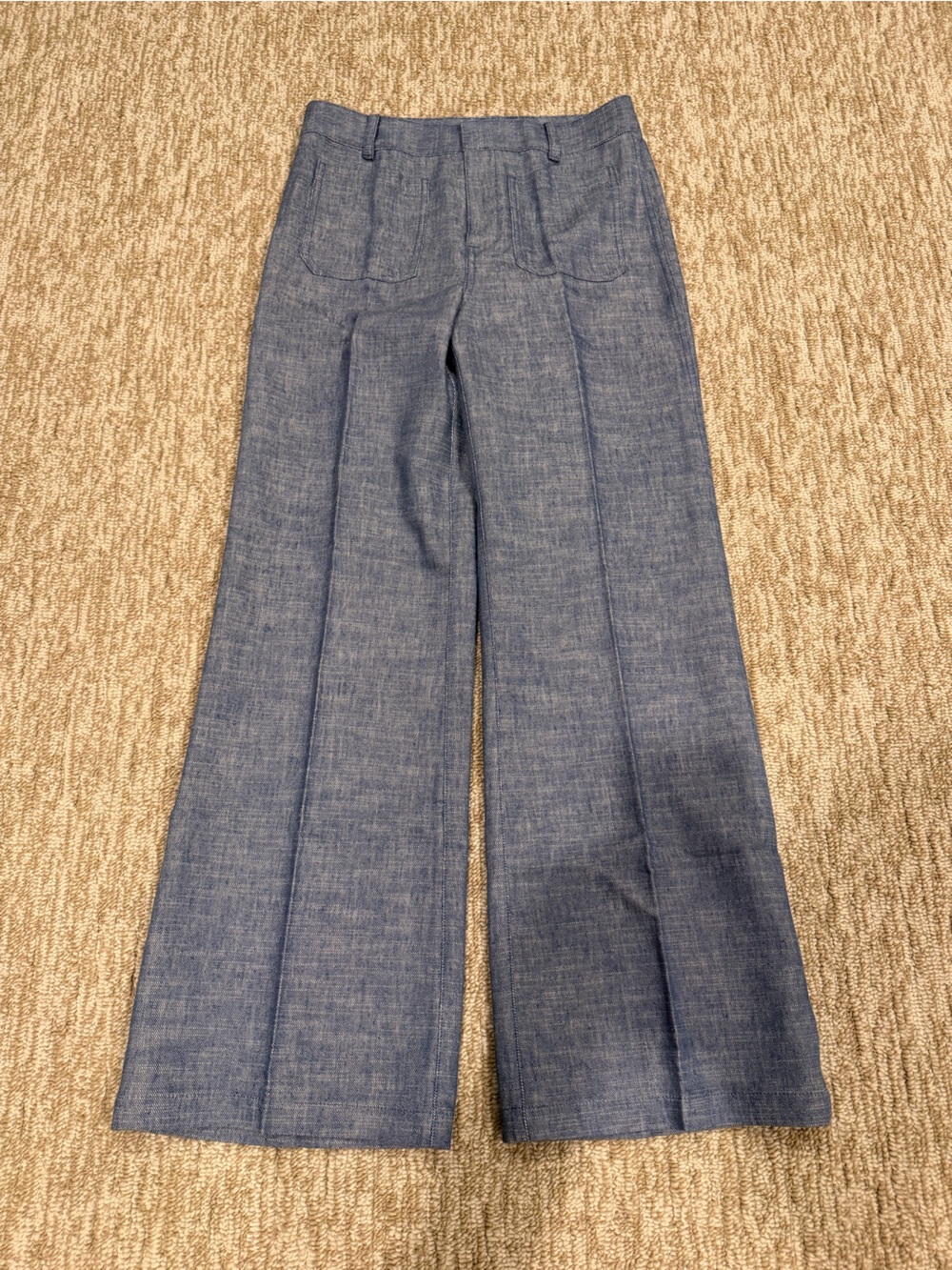 Madewell Light Blue Chambray Wide-Leg Pants